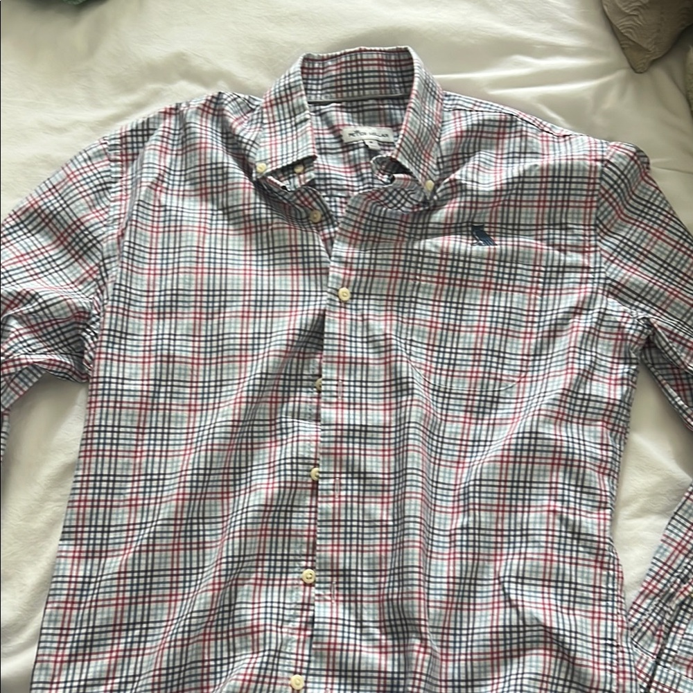 Peter Millar Red and Blue Casual Button Down Shirt